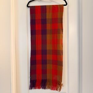 Madewell Plaid Multicolor Scarf - Red, Purple & Orange